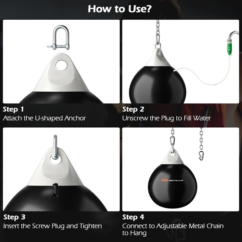 21 Inch Adjustable Water Punching Bag with Durable Metal Chain for Ultimate Boxing Workout
