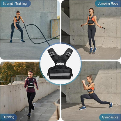 【Summer Sports】Zelus Weighted Vest for Men and Women | 4-10Lb/11-20Lb/20-32Lb Vest with 6 Ironsand Weights for Home Workouts,Home Fitness | Adjustable Body Weight Vest,All Seasons,Home/Outdoorfun Wear,Gift Idea Gym Accessories