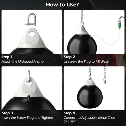 21 Inch Adjustable Water Punching Bag with Durable Metal Chain for Ultimate Boxing Workout