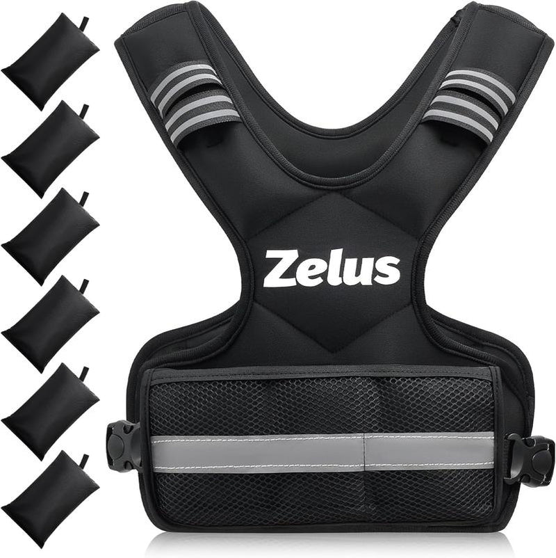 【Summer Sports】Zelus Weighted Vest for Men and Women | 4-10Lb/11-20Lb/20-32Lb Vest with 6 Ironsand Weights for Home Workouts,Home Fitness | Adjustable Body Weight Vest,All Seasons,Home/Outdoorfun Wear,Gift Idea Gym Accessories